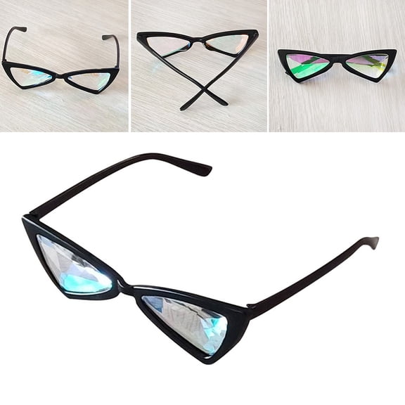 SWETRACE Back to School 1Set Retro Cat Eye Glasses Anti UV Eyeglasses Polygonal Surface Black Eyewear