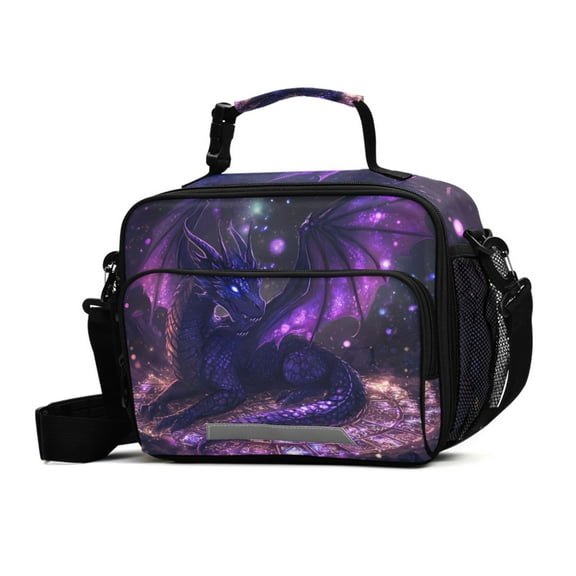 ALAZA Magic Purple Dragon Lunch Box Insulated Cooler Bag Reusable Tote Bags Shoulder Strap