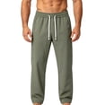 thumbnail image 2 of HAOTAGS Men’s Breathable Quick-Dry Casual Trousers High-Elastic Waist Straight Leg Everyday Wear Long Pants Army Green Size XL, 2 of 6