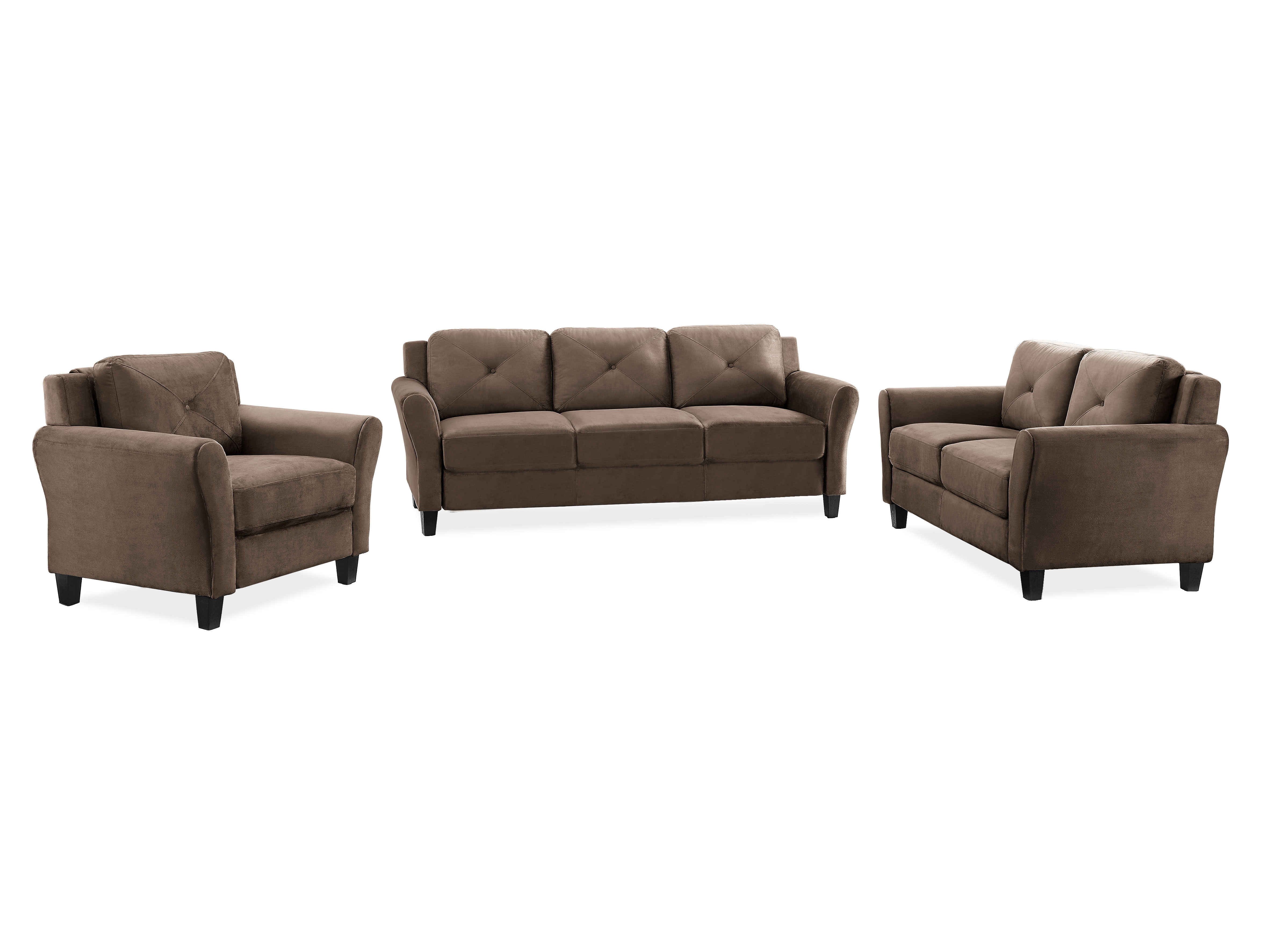 Lifestyle Solutions Taryn Traditional Sofa with Rolled Arms, Brown Fabric