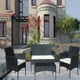 thumbnail image 5 of 4 Piece Rattan Patio Furniture Set In Brown With Cushioned Seats & Durable Wicker, Ideal For Outdoor Relaxation, 5 of 8