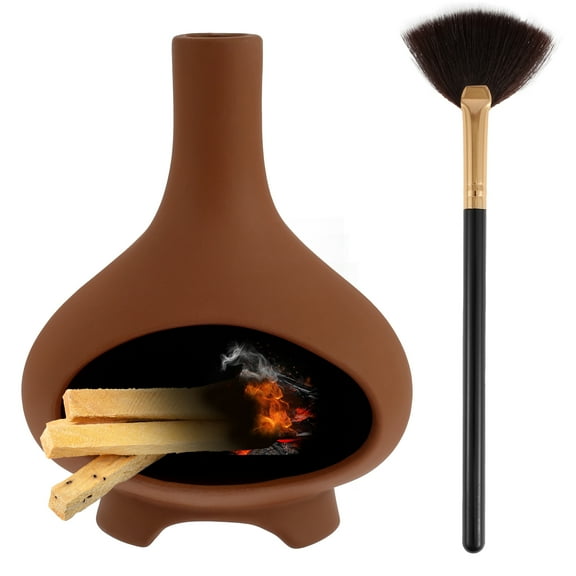 Threns Incense Holder Ceramic Incense Burner Chimney Incense Cone Burner with Small Cleaning Brush Multifunctional Incense Burner Holder for Yoga Meditation Zen Decor