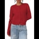 thumbnail image 3 of Suéter Tipo Cárdigan Corto de Larga con Botones y Cuello Redondo para Mujer, Ropa de Punto . Rojo S, 3 of 9
