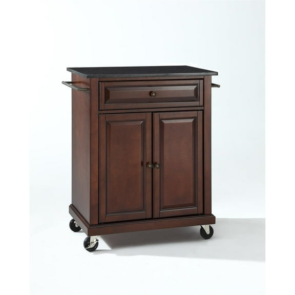 Kitchen Cart Granite Top Portable Island White Black Modern Storage