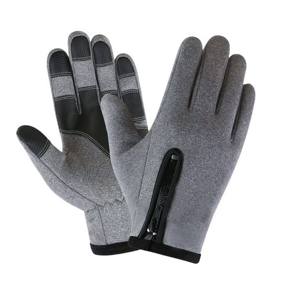 AURORA TRADE 1 Pair Cycling Gloves Touch-screen Friendly Full Finger Cover Shock-Absorbing Winter Unisex Zipper Snow Gloves for Outdoor