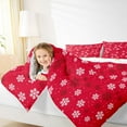thumbnail image 3 of Homewish Kawaii Christmas Snowflake Queen Comforter Set,Merry Xmas Bedding Sets,Red White Bedding Comforter Set For Kids,Luxury Bedroom Decor Reversible,3pcs, 3 of 7