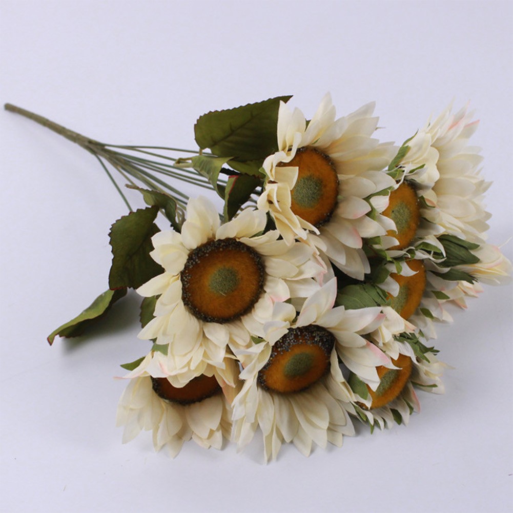 Cogfs 13 Heads White Sunflowers Artificial Flowers, Fake Silk Sunflower  with Stem Vintage Fall Sunflower Decor for Garden Home Wedding Party  Birthday