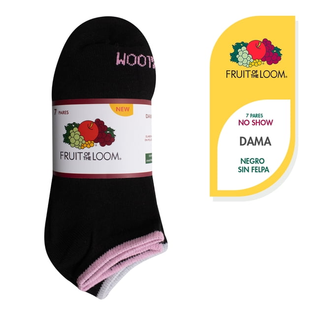 Tin Corto Fruit Of The Loom para Mujer, C8299 Negro Sin Felpa Unitalla Paquete con 7 Pares