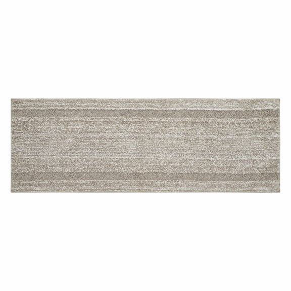 VCNY Home Heathered Hotel Border Navy/White Polyester Bath Rug Runner, 20" x 60"