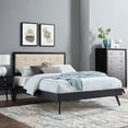 thumbnail image 2 of Platform Bed Frame, Full Size, Wood, Black Beige, Modern Contemporary Urban Design, Bedroom Master Guest Suite, 2 of 10