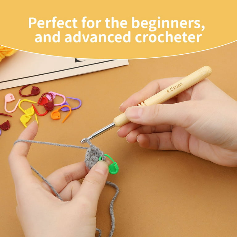  3mm Crochet Hook, Wooden Handle Crochet, Ergonomic Crochet with  10 PCS Stitch Markers for Arthritic Hand, and Beginners and Lovers DIY