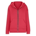 thumbnail image 7 of UAMVSH Womens Full Zip up Hoodies Oversized Long Sleeve Sweatshirts Fall Fashionable tee tops Casual Winter Jackets with Pockets(X-Large,Red), 7 of 7