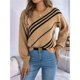 thumbnail image 5 of Suéter Informal de Rayas con Cuello Redondo y Larga Tipo Farol para Mujer Caqui XL, 5 of 10