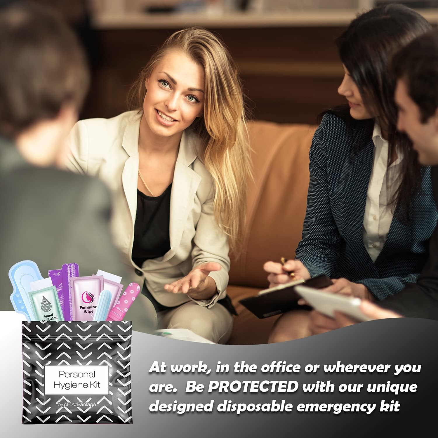 Black Treads Style Menstrual Kit All-in-One 100 Pack | Convenience on The Go | Period Kit Pack for Travelling or just When You’re Out | Individually Wrapped Feminine Hygiene Products