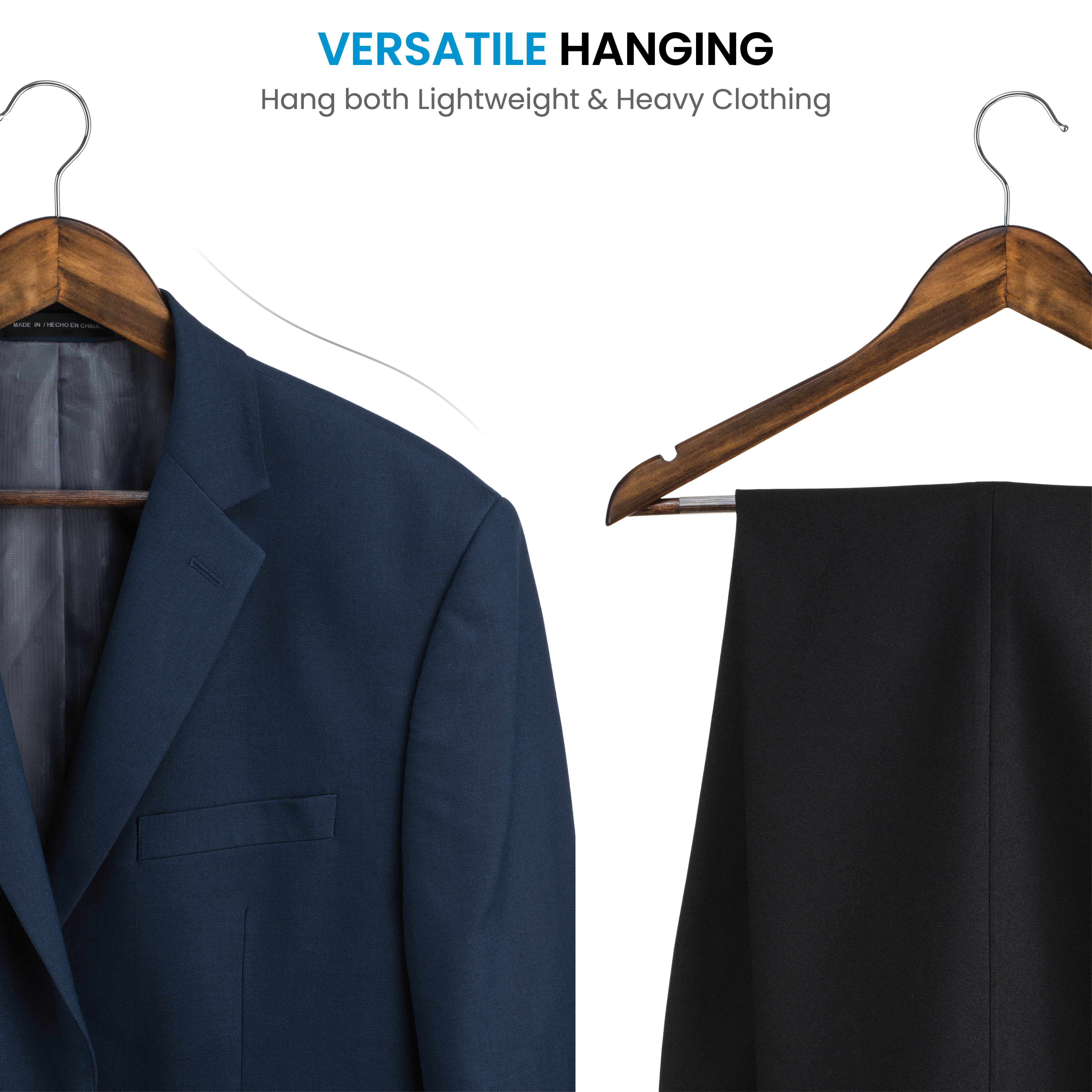 Wooden Hangers - Non-slip Wood Clothes Hanger For Suits, Pants