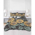 thumbnail image 3 of Quilts Twin Size, Sunflowers Rustic Soft Comforter Bedding Set for Bed, Spring Summer Pastoral Flowers Black Lightweight Quilted Bedspread with Pillow Cover(2 Pieces) for All Season, 68x86 Inch, 3 of 6