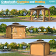 thumbnail image 5 of EROMMY 10' x 10' Hardtop Gazebo, Galvanized Steel Double Roof Gazebo with Aluminum Frame, Permanent Outdoor Metal Pavilion with Curtain and Netting for Patio, Lawn and Garden, 5 of 9
