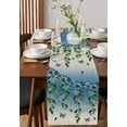 thumbnail image 2 of Blue Floral Spring Burlap Cotton Table Runner 16x72 Inches Long, Summer Farmhouse Botanical Butterfly Farmhouse Table Runners, Outdoor Dining Tablecloths Decor for Baby Shower/Party/Wedding, 2 of 6