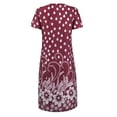 thumbnail image 4 of WILLBEST Robes Longues et Robes de Soirée Mode Femmes Décontractées Ample à Pois Floraux Patchwork Col en V Manches Courtes Robe, 4 of 6
