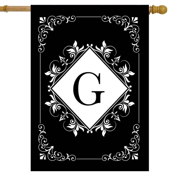 Briarwood Lane Black and White Monogram G Double-Sided House Flag
