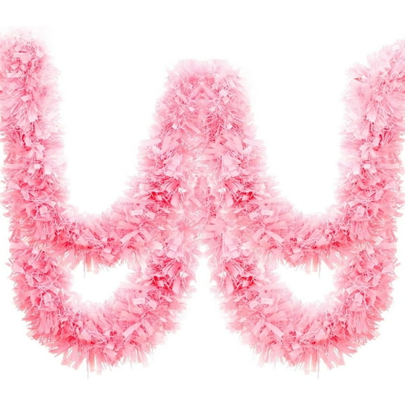 16.4 Feet Christmas Tinsel Garlands, Glittering Hanging Metallic Twist Garland Ornaments for Halloween Christmas Tree Party Supplies Indoor and Outdoor Decoration,Pink