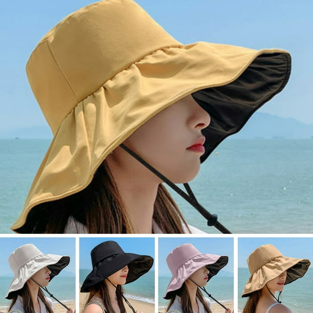 Tongliya Summer Japanese fisherman hat cover face bow basin hat ladies  Korean version tide sunshade sunscreen empty top hat sun hat khaki-M  standard empty top black glue M (56-58cm) 