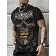 thumbnail image 3 of Camiseta de moda para hombre, camiseta vintage con estampado de calavera, camiseta de manga corta con estampado de terror Harajuku, camiseta informal de cuello redondo para hombre, 3 of 4