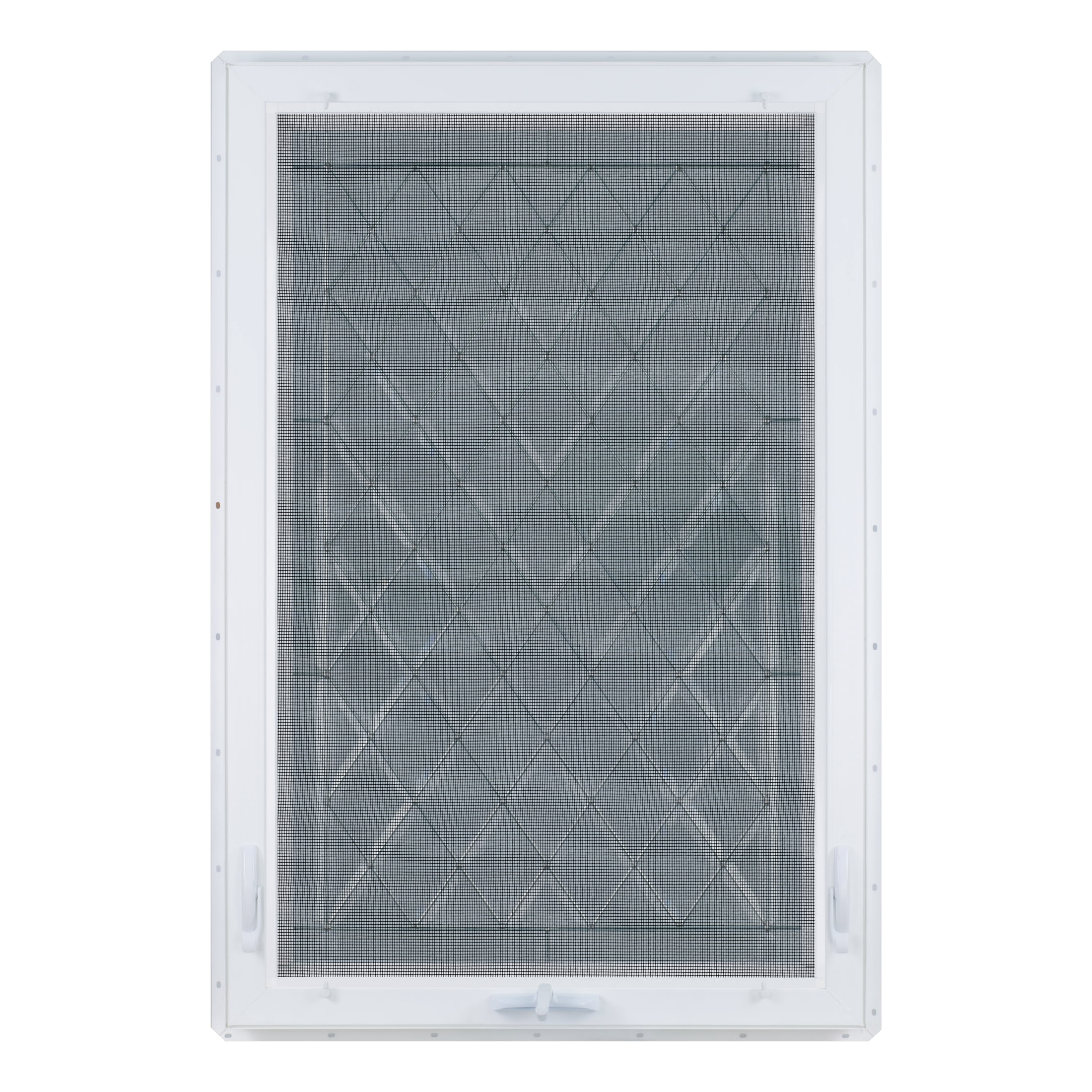32 in. x 48 in. White Vinyl Triple-Pane Insulated Designer Awning Window with Diamond Pattern