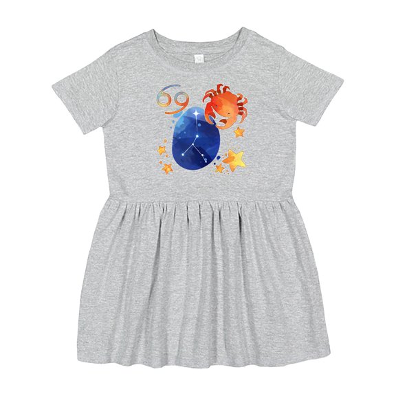 Inktastic Cancer Crab Constellation Zodiac Sign Illustration Girls Toddler Dress