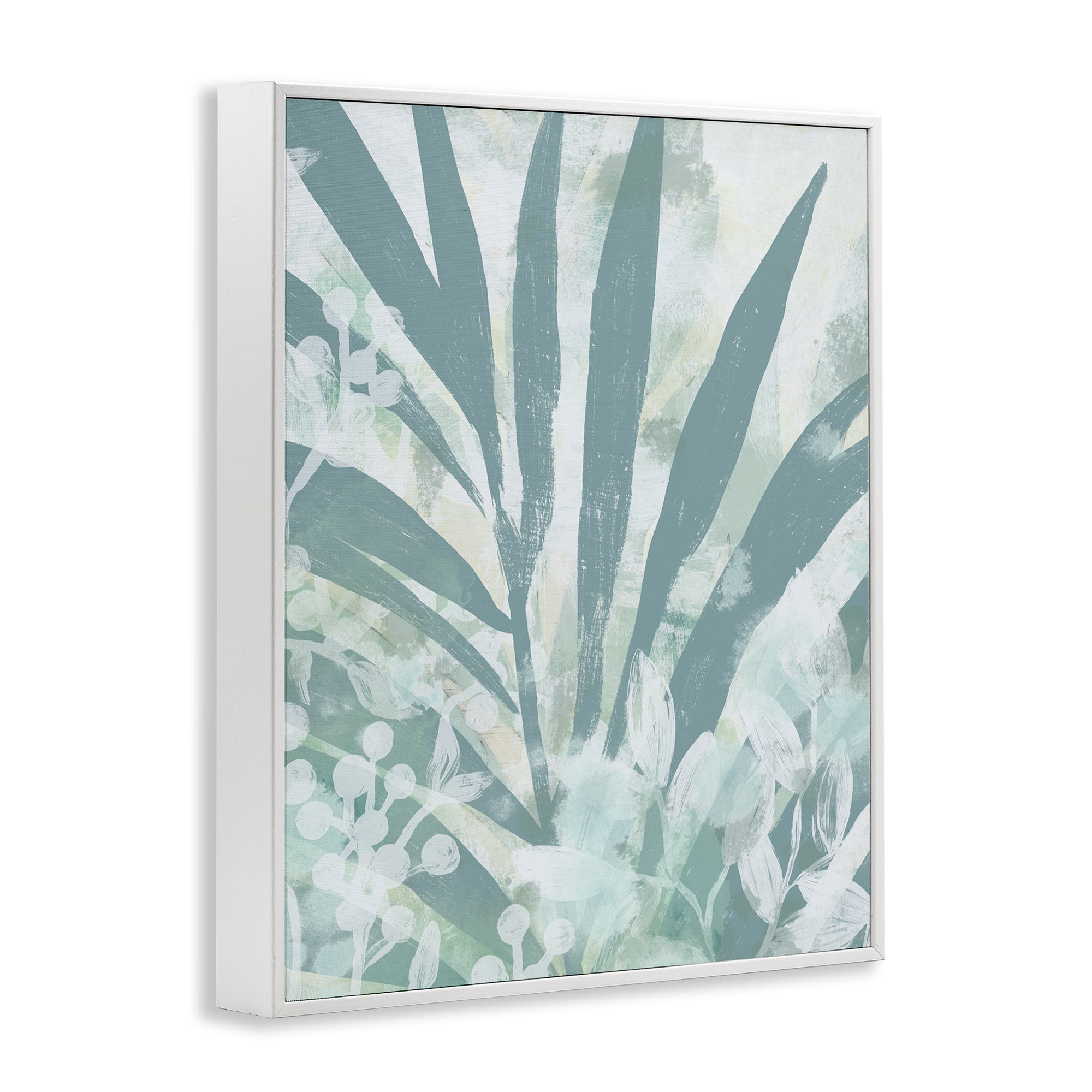 Stupell Industries Palm Frond Splatter Botanical & Floral Painting White Framed Art Print Wall Art, 11 x 14