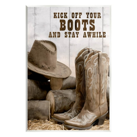 Kick Off Boots Stay Awhile Phrase Inspirational Graphic Art Unframed Art Print Wall Art