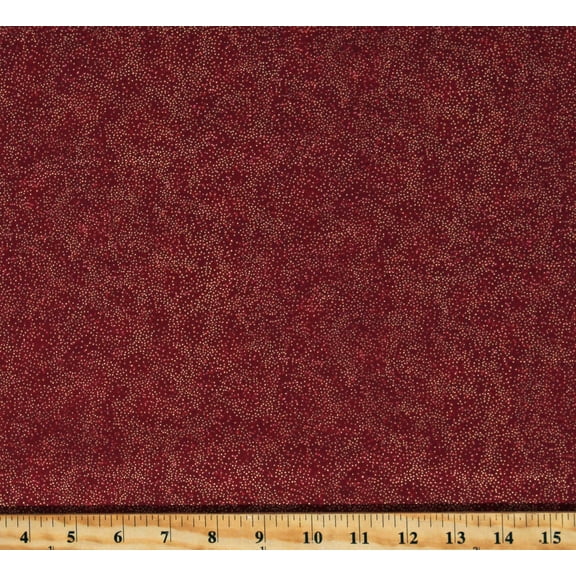 Cotton Gold Metallic Dots Flecks on Scarlet Brilliant Blenders Christmas Winter Holiday Cotton Fabric Print by the Yard (G8555-78G-SCARLET-GOLD)