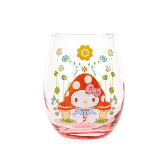 Sanrio Hello Kitty Mushroom Art Stemless Wine Glass | Holds 20 Ounces