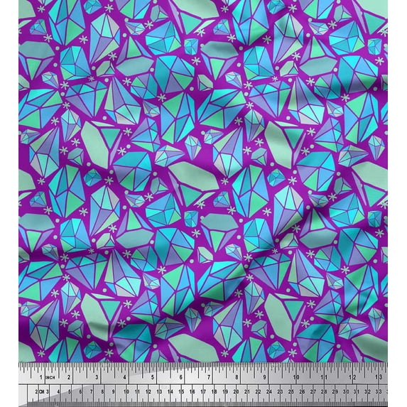 Soimoi Purple Heavy Canvas Fabric Snowflakes & Diamond Geometric Fabric Prints By Yard 58 Inch Wide