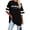 Black, variant on Women T-Shirt Ladies Loose Fit Letter Striped Short Sleeve Casual Tops Summer O-Neck Relaxed Fit Shirts