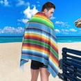 thumbnail image 4 of Coolnut Beach Towels Blue Colorful Stripes Camping Towels Sand Free Beach Towel, 30"x60" Large Beach Towels Quick Dry Bath Travel Towels Pool Yoga Beach Mat for Men Women, 4 of 6