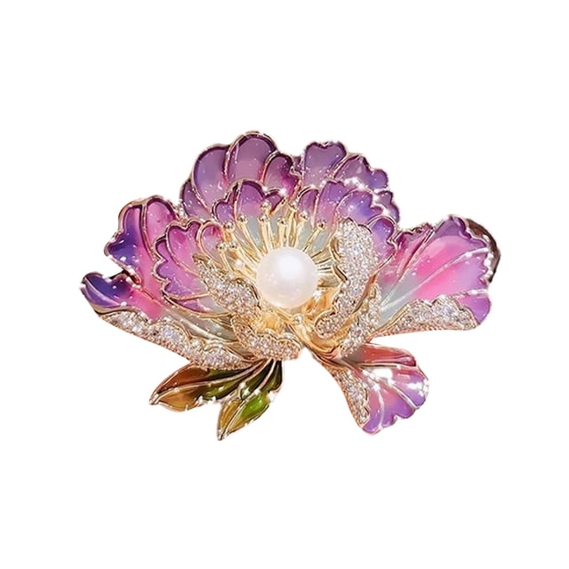 Women Brooch Sparkling Rhinestones Imitation Pearl Flower Shape Lapel Pin Suits Coats Bags Scarves Badge Versatile Accessory