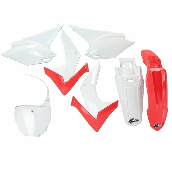 UFO Complete Red/White Plastic Body Kit for '15-21 Honda CRF230 (HOKIT118-999)