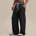 thumbnail image 2 of Viadha Mens Baggy Sweatpants Textured Elastic Drawstring Waist Breathable Wide Leg Casual Wide Leg Pants Straight Sweatpants Joggers with Pockets, 2 of 6