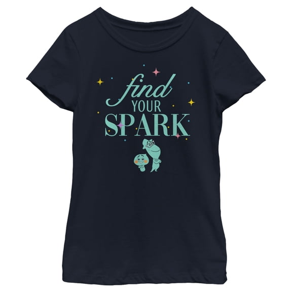 Girl's Soul Find Your Spark Graphic Tee Navy Blue Medium