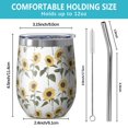 thumbnail image 5 of 12oz Stemless Wine Tumblers White Stem Sunflower Pattern Vacuum Insulated Stainless Steel Travel Tumbler Cups Mug with Lid and Straw for Champaign,Cocktail,Beer with Cleaning Brush, 5 of 5