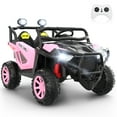 thumbnail image 6 of Funcid 24 Volt Ride on toys, 2-Seater Ride on Cars with Remote Control, 400W Electric Car for Kids, Ride on UTV w/ Bluetooth, MP3, Seat Belts, Volume Adjustment, Suspension, Pink, 6 of 8