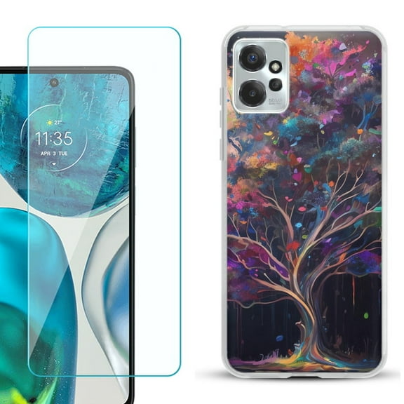 OneToughShield ® for Motorola Moto G Power 5G 2023 Shockproof Fashion Phone Case, with Tempered Glass Screen Protector - Tree of Life