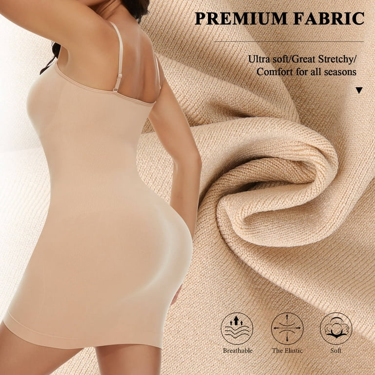 MANIFIQUE Shapewear Slips for Under Dresses Women's Tummy Control Body  Shaper Slimming Seamless Cami Slip 