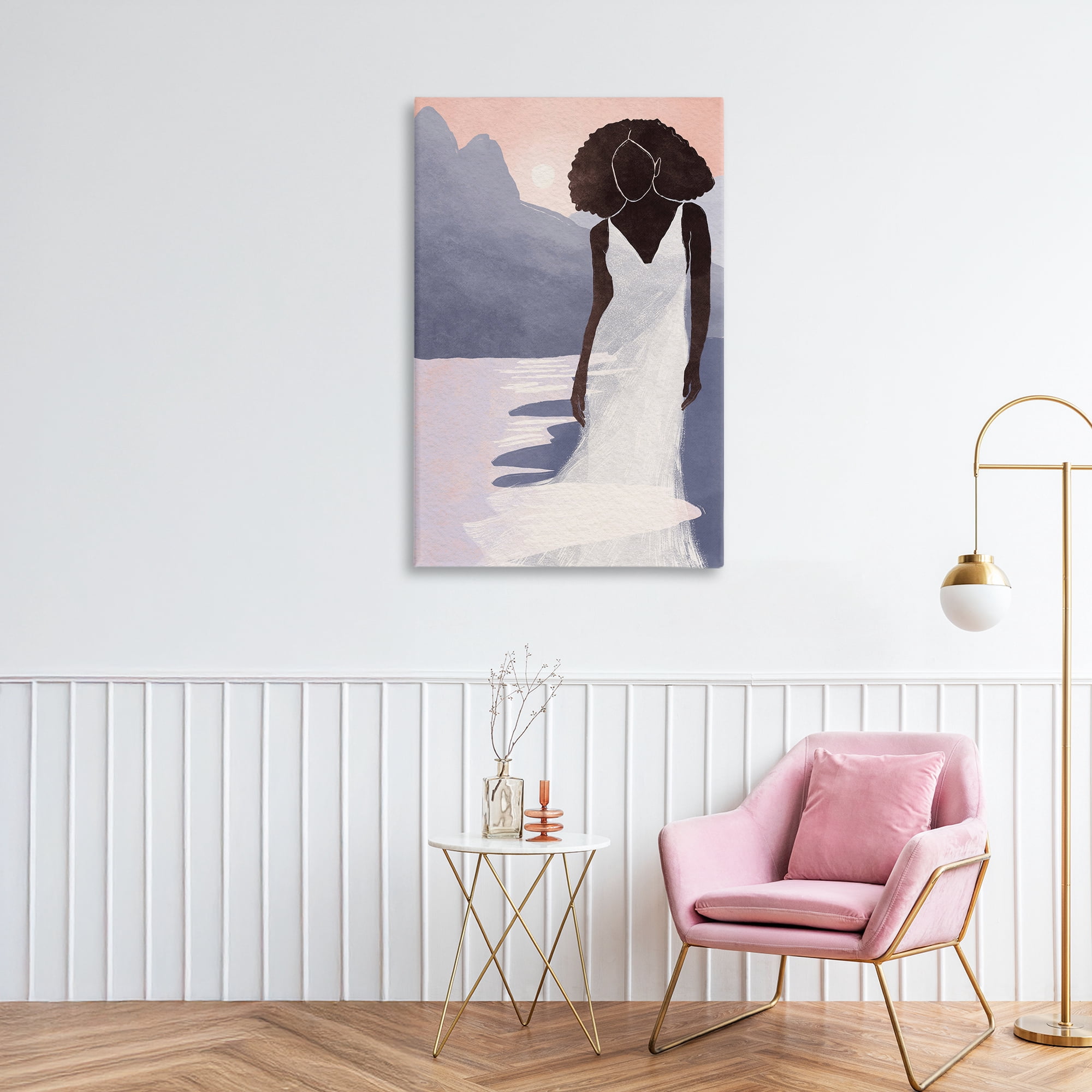 Stupell Industries White Gown Silhouette at Sunset Canvas Wall Art, design by Yuyu Pont