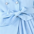 thumbnail image 5 of AWZXDE Baby Summer Girls Fashion Lapel Short Sleeve Lace Up Dress Girls Dress Chiffon Tie Waist Jacket Balloon Sleeve Sky Blue, 5 of 7