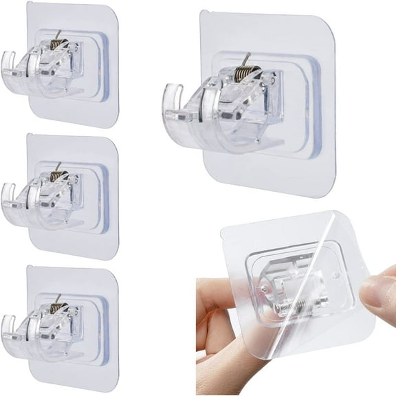 No Drill Curtain Rod Brackets, Window Hardware Rod Holders, No Drilling Self Adhesive Curtain Rod Holder for Kitchen Home Bathroom and Hotel (4 PCS)