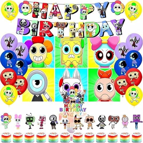 Dandy' World Birthday Party Decorations Supplies Happy Birthday Banner Cake Cupcake Toppers Balloons Background$$Home Decor, Kitchen, & Other