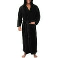 thumbnail image 3 of Huanledash Men Soft Coral Fleece Solid Color Pockets Long Bath Robe Home Gown Sleepwear, 3 of 6