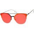 thumbnail image 2 of sunglassLA Unisex Modern Fashion Minimalist Wire Temple Rimless Color Mirror Lens Pantos Metal Sunglasses (Black / Red Mirror) - 58mm, 2 of 4